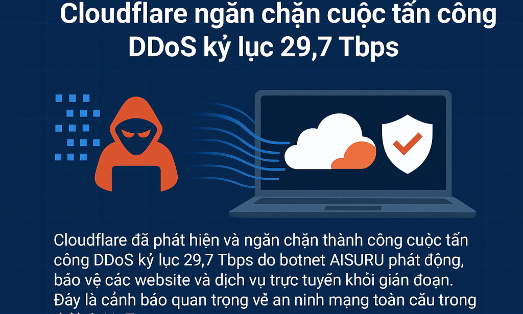 Cloudflare ngăn chặn thành công cuộc tấn công DDoS kỷ lục 29,7 Tbps